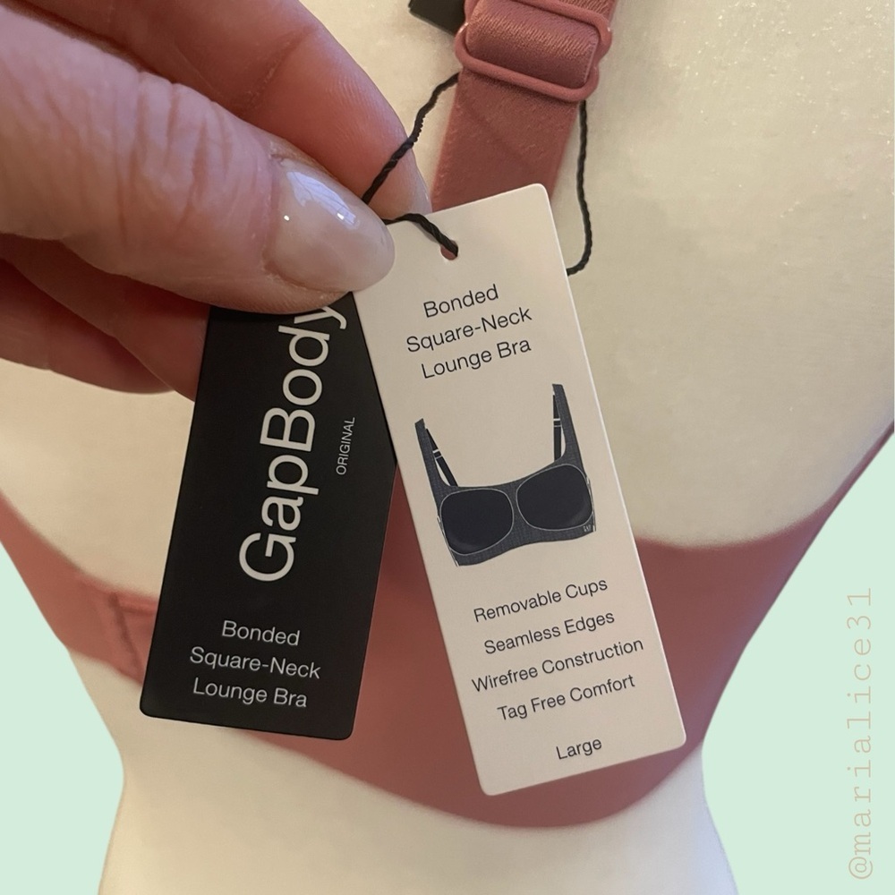 GapBody Bonded Square-Neck Seamless Lounge Bra. Wireless. Pink. Large. NWT. - Picture 7 of 11